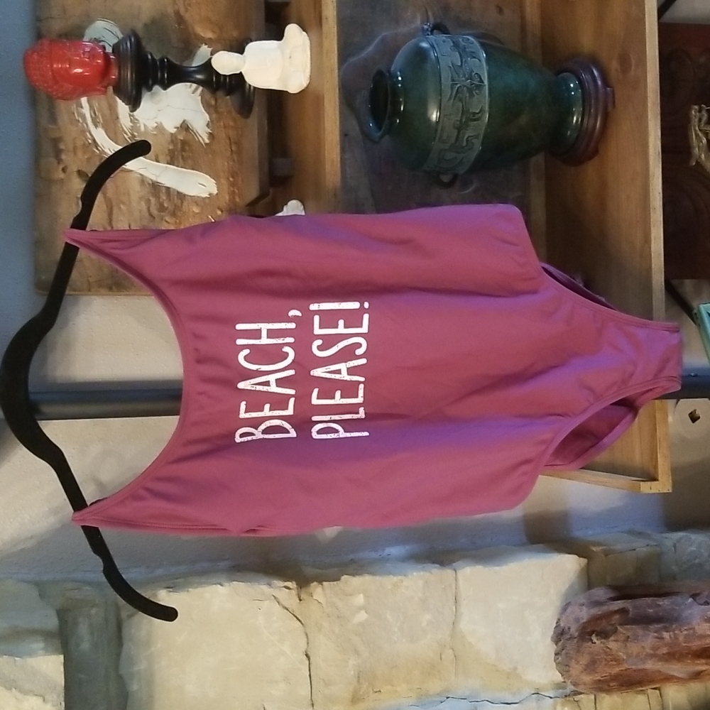 BEACH PLEASE L XL Purple Swim Suit High Cut